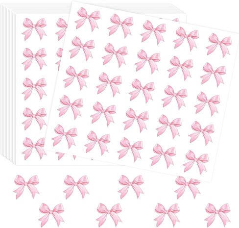 Whaline 500Pcs Pink Bow Sticker Watercolor Bow Tie Seal Sticker Cute Coquette Bowknot Paper Decal Self-Adhesive Label Sticker for Card Envelope Gift Wrapping in Saudi Arabia