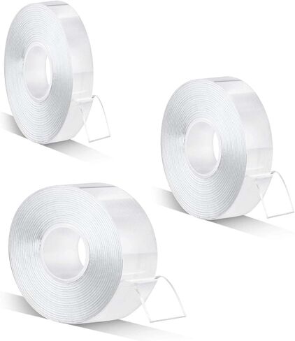 ELANE 3 Rolls Nano Tape Double Sided Heavy Duty,Clear Double Sided Tape Heavy Duty Outdoor,Double Sided Tape Heavy Duty for Wall Hanging（9.85FT/Roll） in Saudi Arabia