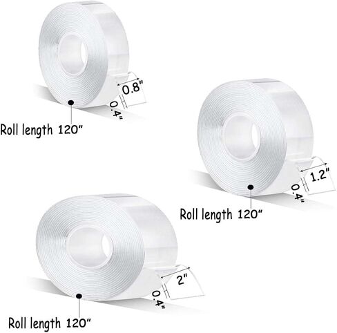 ELANE 3 Rolls Nano Tape Double Sided Heavy Duty,Clear Double Sided Tape Heavy Duty Outdoor,Double Sided Tape Heavy Duty for Wall Hanging（9.85FT/Roll） in Saudi Arabia