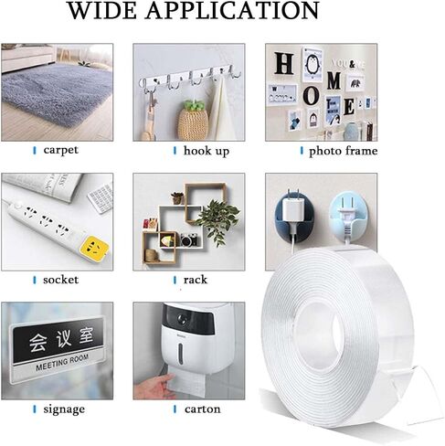 ELANE 3 Rolls Nano Tape Double Sided Heavy Duty,Clear Double Sided Tape Heavy Duty Outdoor,Double Sided Tape Heavy Duty for Wall Hanging（9.85FT/Roll） in Saudi Arabia