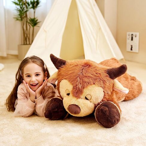 IKASA Giant Scottish Highland Cow Stuffed Animal Plush Toy,Large Big Jumbo Soft Toys,33" Huge Size Cute Fluffy Fat Plushie,Gifts for Kids in Saudi Arabia