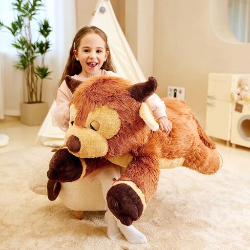 IKASA Giant Scottish Highland Cow Stuffed Animal Plush Toy,Large Big Jumbo Soft Toys,33" Huge Size Cute Fluffy Fat Plushie,Gifts for Kids in Saudi Arabia