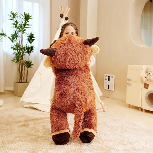 IKASA Giant Scottish Highland Cow Stuffed Animal Plush Toy,Large Big Jumbo Soft Toys,33" Huge Size Cute Fluffy Fat Plushie,Gifts for Kids in Saudi Arabia