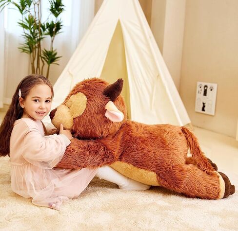 IKASA Giant Scottish Highland Cow Stuffed Animal Plush Toy,Large Big Jumbo Soft Toys,33" Huge Size Cute Fluffy Fat Plushie,Gifts for Kids in Saudi Arabia