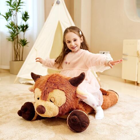 IKASA Giant Scottish Highland Cow Stuffed Animal Plush Toy,Large Big Jumbo Soft Toys,33" Huge Size Cute Fluffy Fat Plushie,Gifts for Kids in Saudi Arabia