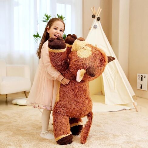IKASA Giant Scottish Highland Cow Stuffed Animal Plush Toy,Large Big Jumbo Soft Toys,33" Huge Size Cute Fluffy Fat Plushie,Gifts for Kids in Saudi Arabia