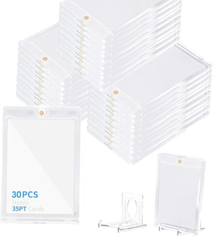 20+5 Magnetic Trading Card Holder Pack Display Stand, One Touch Card Holder Baseball Card Protectors, Baseball Card Holder, Hard Acrylic Card Cases, Card Protector, Fit for Standard Card (35PT(20+5)) in Saudi Arabia