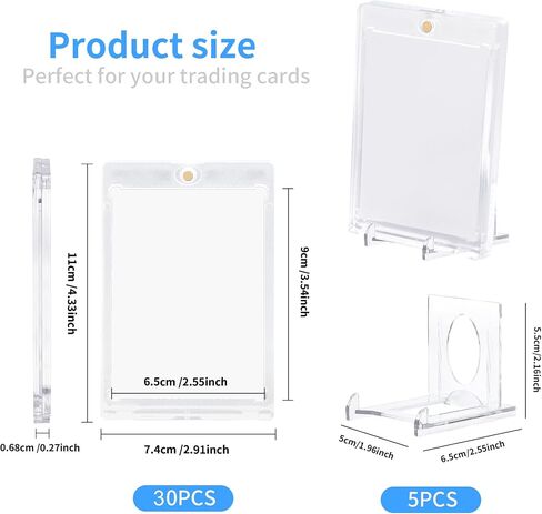 20+5 Magnetic Trading Card Holder Pack Display Stand, One Touch Card Holder Baseball Card Protectors, Baseball Card Holder, Hard Acrylic Card Cases, Card Protector, Fit for Standard Card (35PT(20+5)) in Saudi Arabia