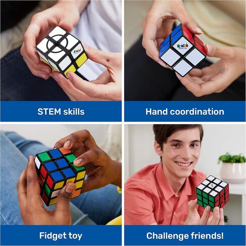 Rubik’s, Tiled Trio Bundle 2x2 Mini 3x3 Cube 4x4 Master 3D Puzzle Game Stress Relief Fidget Toy Travel Gift Set, for Adults & Kids Ages 8 and up in Saudi Arabia