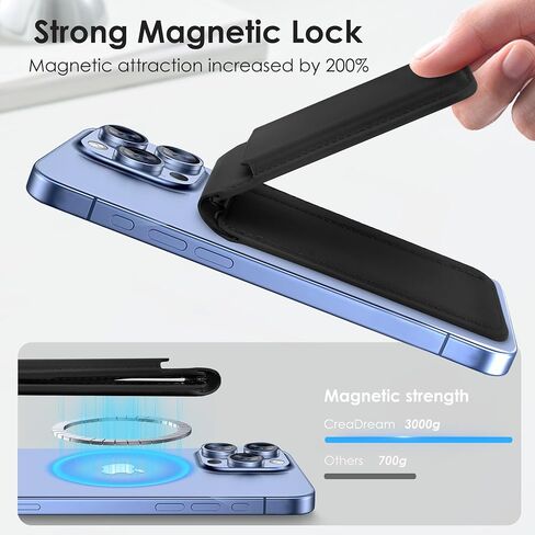 CreaDream Magsafe Wallet, Magnetic Card Wallet Holder with RFID for iPhone, Adjustable Stand with 5 Card Holder for iPhone 16/15/14/13/12 Series, Not for iPhone Mini, Sparkle Pink in Saudi Arabia
