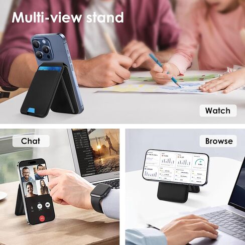 CreaDream Magsafe Wallet, Magnetic Card Wallet Holder with RFID for iPhone, Adjustable Stand with 5 Card Holder for iPhone 16/15/14/13/12 Series, Not for iPhone Mini, Sparkle Pink in Saudi Arabia
