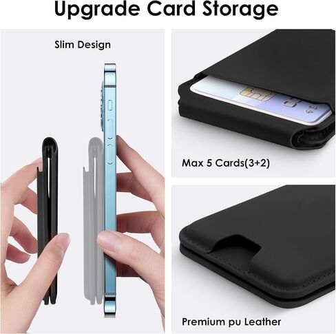 CreaDream Magsafe Wallet, Magnetic Card Wallet Holder with RFID for iPhone, Adjustable Stand with 5 Card Holder for iPhone 16/15/14/13/12 Series, Not for iPhone Mini, Sparkle Pink in Saudi Arabia