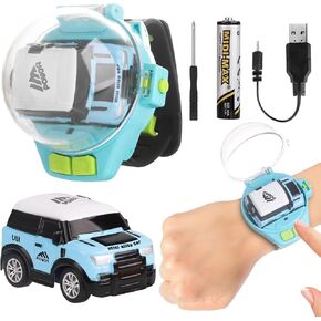 Watch Remote Control Car Toy for Kids,New Mini 2.4 Ghz Racing Game Wrist Cars Easter Toy with LED Light,Watches Remote Control Car for Boys and Girls Birthday Gifts,USB Charging,Blue
