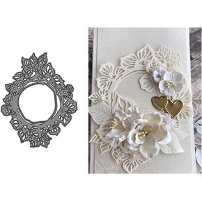 Flower Leaf Frame Metal Die Cuts,Leaf Wreath Background Wedding Cutting Dies Cut Stencils for DIY Scrapbooking Photo Decorative Embossing Paper Dies for Scrapbooking Card Making