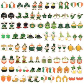 Sannix 110pcs St. Patrick's Day Charms St. Patrick's Shamrock Charms Green Charms Gold Monamel Charms for Jewelry Making Making Basterces Craft in Kuwait