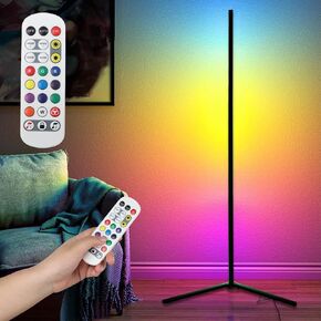 Corner Floor Lamp - LED Floor Lamp RGB Smart Floor Lamp with Remote Control, 16 Million Colors & 68+ Scenes, Music Sync - Ideal for Living Rooms, Bedrooms, and Gaming Rooms