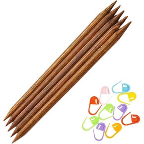 Knitpro Ginger DPN إبر حياكة مدببة مزدوجة 5 بوصات ، الحجم 8 (12.5 سم ، 5.00 مم) مع 10 علامات غرزة ملونة