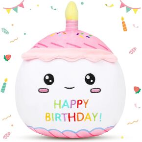 كعكة عيد ميلاد Easfan Plush Plush Soft Plush Toy Kawaii محشوة بالحيوانات غرفة المنزل الهدايا عيد ميلاد للأطفال الصغار