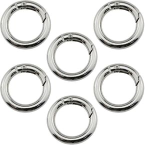 E-outstanding 6pcs Zinc Alloy Round Spring Snap Hooks Clip Belt Strap Buckle Dog Chain Snap DIY Accessories ID 20mm/0.78in Thickness 5mm, Silver