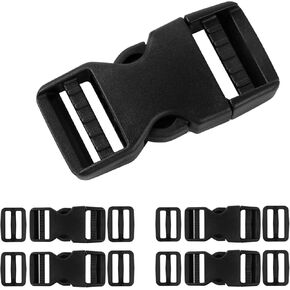 Buckles for Straps 1 1/2 inch:Side Release Buckle Plastic Clip 4 set + Tri-Glide Slide 8 pcs,Fit 1.5 inch Wide Nylon Strap Webbing Belt,Heavy Duty Dual Adjustable Plastic Buckle No Sewing…