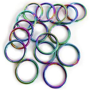 20 Pcs Metal O Rings 1 Inch Round Hanging Ring Buckles with Gap Stainless Steel Linking Ring Charms for Craft Pendents Ribbon Bags Decor DIY, Rainbow