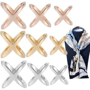 مقاطع حلقة وشاح 9pcs ، مشبك وشاح الحرير على شكل شكل ، مقاطع تي شيرت معدنية ، لحامل ملابس الملابس للنساء ، ديكور حزام قبعة ، مشبك عقدة زاوية الملابس ، 9 أنماط