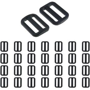 MEETOOT 30PCS 1 Inch Black Adjustable Plastic Tri-Glide Slides Button Buckles Webbing Triple Slide Slider Buckle Suitable for Belt Backpacks and Luggage Webbing