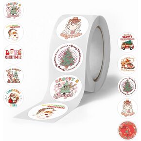 Christmas Stickers Christmas Decorations, 500 Pcs Cute Vinyl Waterproof Santa Claus Stickers, Christmas Party Favors, Round Seal Label Stickers Christmas Face Stickers Holiday Games Stickers
