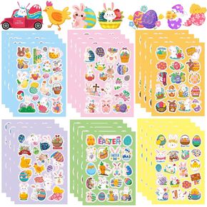 lwtyxu 24 Sheets Easter Stickers, Easter Basket Stuffers for Teens and Adults, Vinyl Easter Gifts, Decorations, Crafts, Activities, Party Favors