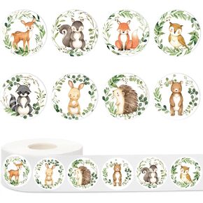 1000Pcs Baby Shower Stickers Woodland Animal Decal 8 Designs Watercolor Forest Cartoon Animal Adhesive Sealing Labels for Birthday Baby Shower Party Favor Supplies