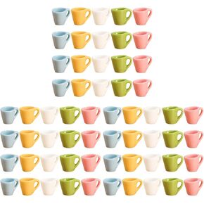 60 Pcs Simulation Cup Miniature Coffee Mug Accessories Decorative Miniature Cup DIY Mugs 1 12 Scale Dollhouse Kitchen Simulation Mini Cups Water Mug Mini Food Resin Dolly Plate