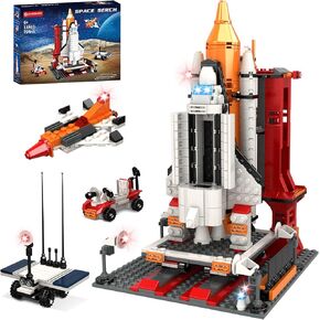704 PCS Space Shuttle Exploration Rocket Launch Center Block Set, 4-in-1 STEM Aerospace Rocket Building Block Toys for Boys and Girls Ages 6 7 8 9 10 11 12, Ideal for Holidays and Parties