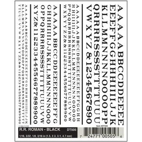 Woodland Scenics R.R. Roman Black Dry Transfer Decals