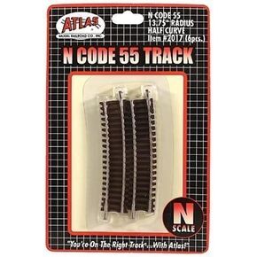 N Code 55 Nickel Silver 13.75" Radius Half Section Track (6) Atlas Trains