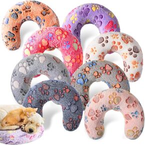 Suzile 8 Pcs Pillow for Cats Dog Neck Puppy Cat Bed Soft Fluffy Pet Calming Pillow Half Donut U Shaped Pet Neck Training Joint Relief Cervical Protection(Medium)