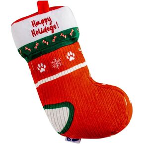 PAWTY Christmas Sock Toy with Squeaker - Cute Unique Dog Toy - Seasonal Xmas Gift for Dog - Fun Plush - Interactive Toy with Treat Slot for Mental Enrichment - Chew Toy for Small to Medium Dog