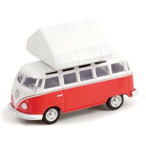 1964 Samba Bus Red and White with Camp'otel Rooftop Sleeper Tent The Great Outdoors Series 1 1/64 Diecast Model Car by Greenlight 38010 A