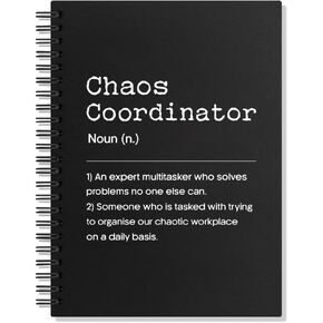 Chaos Coordinator Hardcover Spiral Blank 160 Page Notebook, Retirement Going Away Gifts for Supervisor Mentor Manager, Appreciation Gifts for Office Coworkers Colleagues Employees Boss Leaders