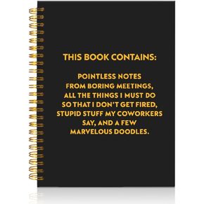 Pointless Notes From Boring Meetings Funny Black Golden Spiral Notebook, Humorous Office Gifts, Gag Gifts for Coworkers, Funny Office Sarcastic Gifts for Coworkers,Team Members, Employees