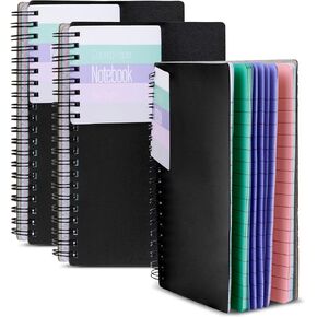 Spiral Notebook, 5x7 Inch Notebooks - Wirebound Wide Ruled Note Books, Bright Colored Notebook Paper, Perforated Sheets, Colored Paper Notebook - Durable Poly Cover, Journaling Notebook - 100 Sheets - 3 Pack