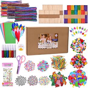 EZKITS4KIDZ DIY Arts and Crafts Kit - A DIY 1200+ Pieces Craft Supplies & Materials Box for Creative DIY School Art Craft Projects for Kids Ages 6 7 8 9 10 11 & 12 Year Old Girls & Boys