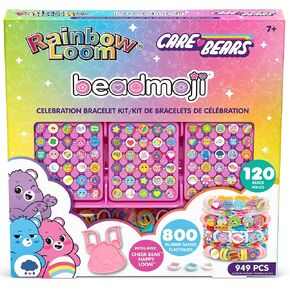 Rainbow Loom: Beadmoji - Care Bears - Celebration Bracelet Kit - 949 pcs, DIY Rubber Band Jewelry Set, Character Beads, Design & Create, Kids Ages 7+