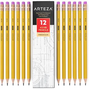 ARTEZA HB Pencils #2, Pack of 12, Wood-Cased Graphite Pencils in Bulk, Pre-Sharpened, Office and School Supplies for Exams, Classrooms, Students