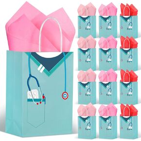 Censen 30 Pcs Nurse Gifts Bag Medical Assistant Gifts Bags Thank You Doctor Paper Goodie Bags with Handles for Healthcare Workers Back to School Party Nurse Appreciation Workers' Day Supplie (Fresh) in Kuwait