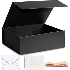 VGOODALL White Gift Box with Lid, Magnetic Closure Gift Box with Ribbon Greeting Card for Presents Christmas Wedding Birthday 9.4"x5.9"x3"