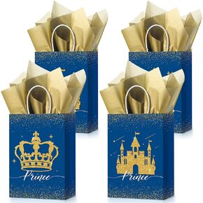 Nezyo 16 Pcs Princess Prince Party Favor Bags Prince Princess Goodie Gift Candy Bags for Birthday Baby Shower Party Favors(Prince and Princess)
