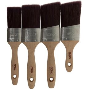 31748 Aspire Paint Brush Set 4 Piece - Professional Firm Straight Oval for Fast Accurate Finish - 1.5", 2" Angled/Stubby - Paint Brushes for Walls, House Painting, Emulsion/Gloss, FSC Wood