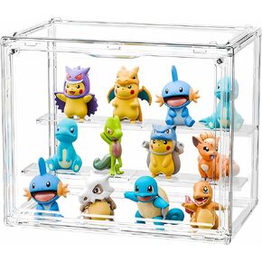 Display Case for Figurines, Acrylic Clear Box for Collectibles, Adjustable Layers for Figures Stackable Makeup Storage Box 36×27×23cm (Clear 1 Pack, Large)