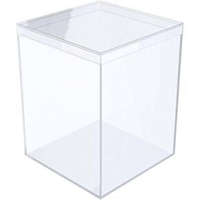 Six (6) Crystal Clear Hard Plastic Display Cases for Collectibles, Clear Gift Box for Party Favors, 4" Square x 2" Tall, Made in USA