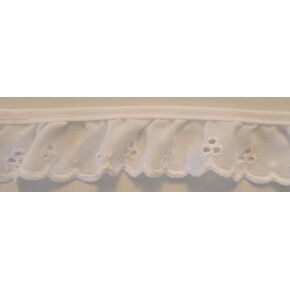 Ruffled Eyelet Lace Ribbon Trim - DIY Accessory for Sewing, Crafts, Gift Wrapping, Decorations - Great for Weddings, Baby Clothes, Blankets, Pillows - Washable Polycotton - 1 Inch x 25 Yards, White